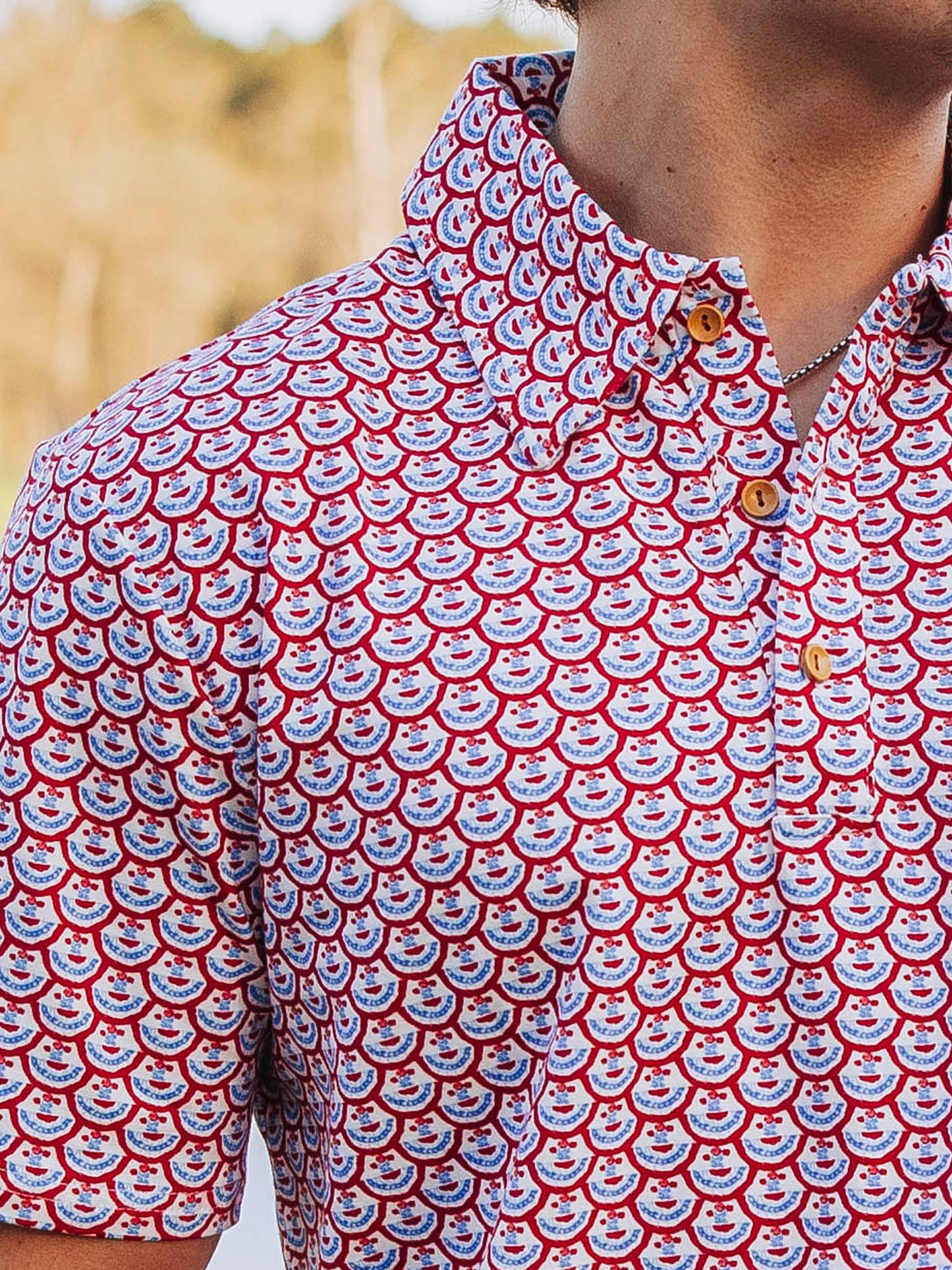 Men's Polo Shirt - Patriotic Floral