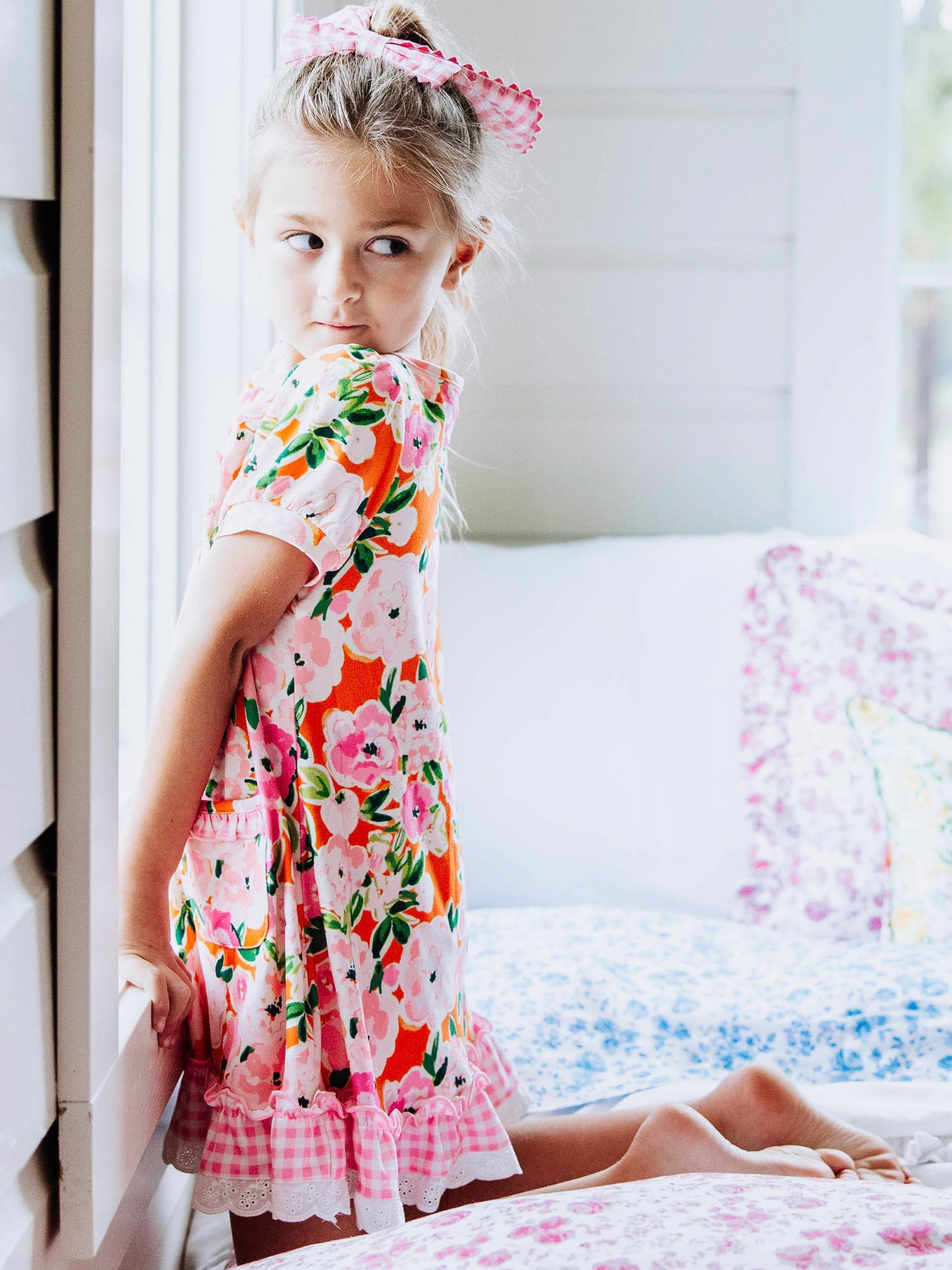 Everyday Play Dress - Glowing Pink Flowers