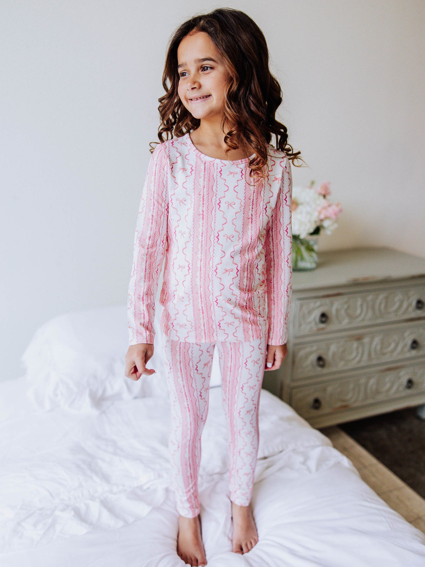 Cloud Fitted Pajamas - Pink Lace