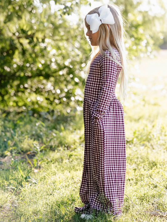 Leggy Romper - Sugar Plum Check