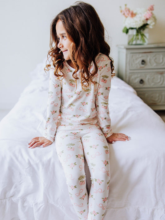 Cloud Fitted Pajamas - Pink Berry Bows