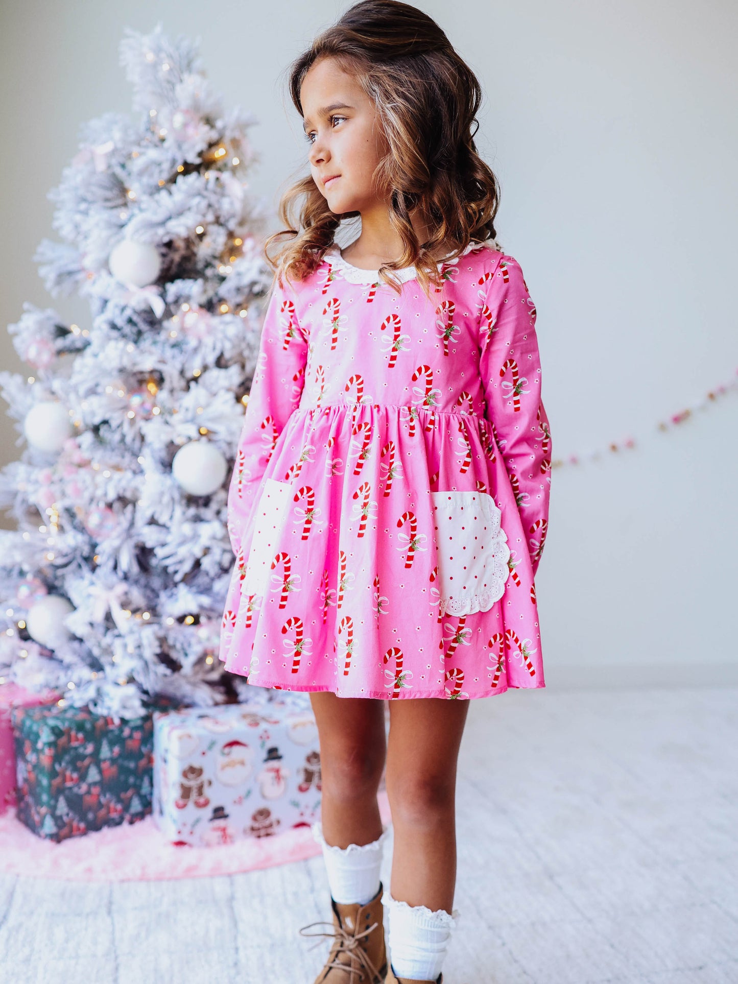 Ruffled Pocket Tunic Set - Candy Cane Bubblegum