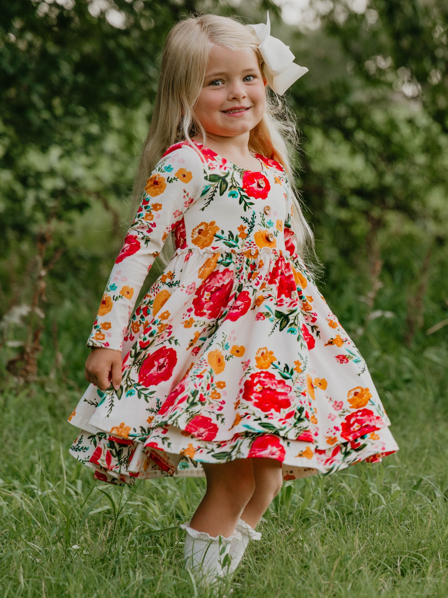 Hazel Dress - Bright Zinnias