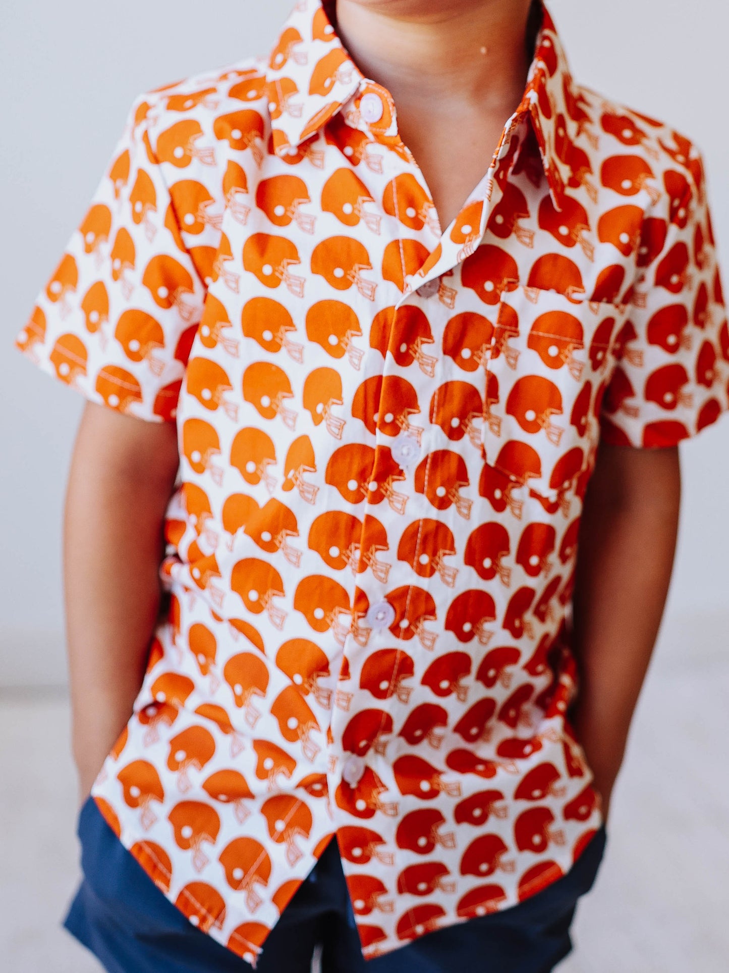 Gameday Button Up Shirt - Burnt Orange Blitz