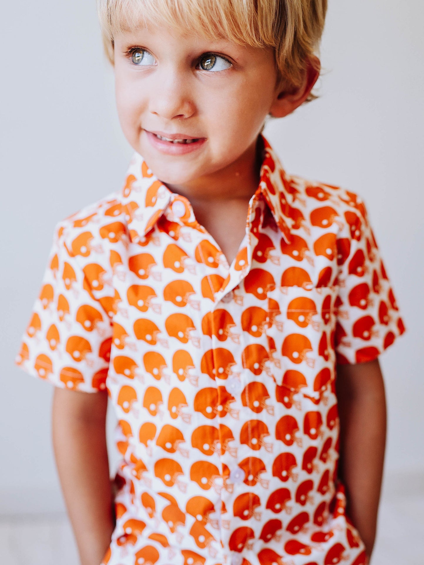 Gameday Button Up Shirt - Burnt Orange Blitz