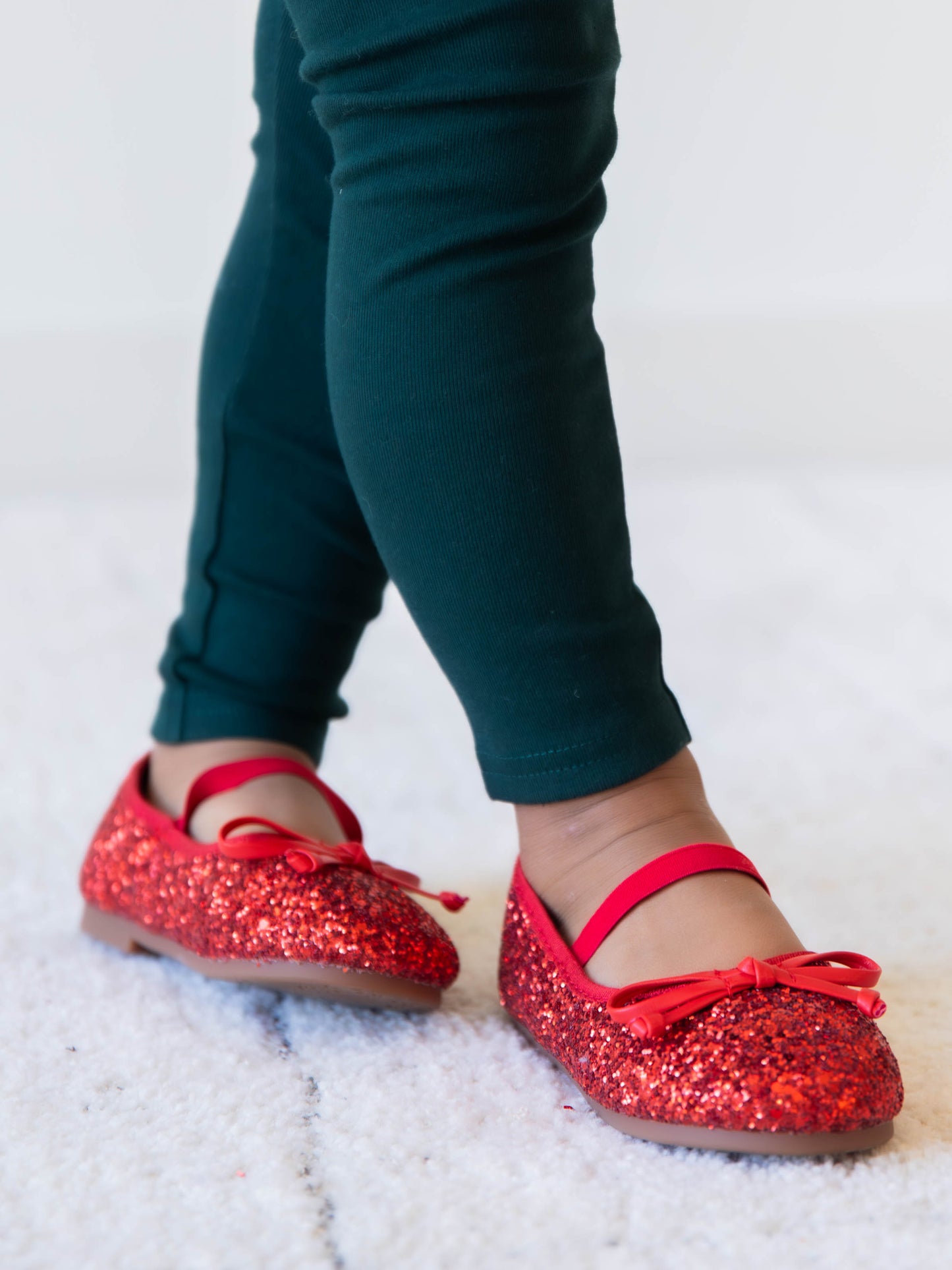 Small Bow Glitter Ballet - Red