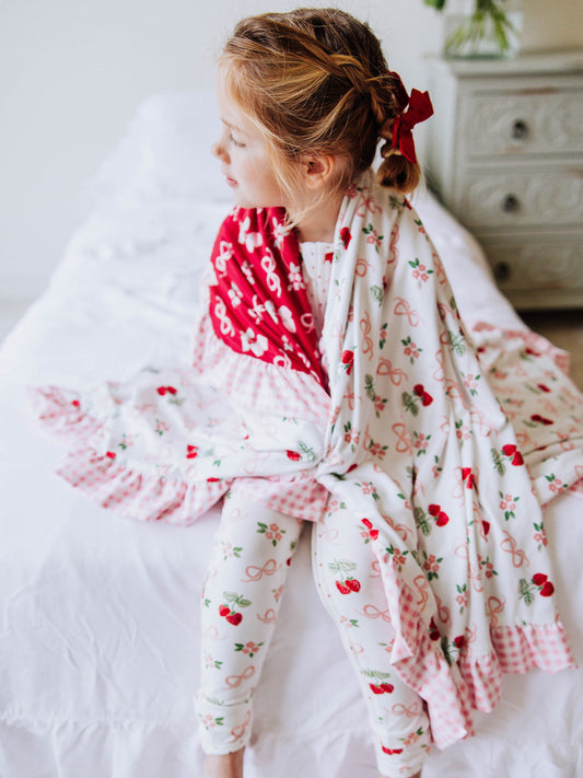 Dreamer Ruffled Blanket - Sweet Berry Bows