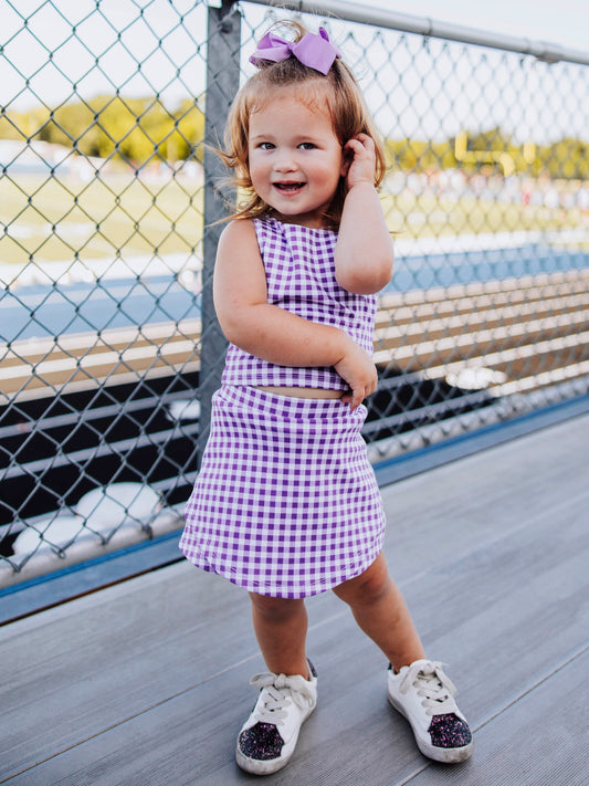 Active Skort Set - Purple Check