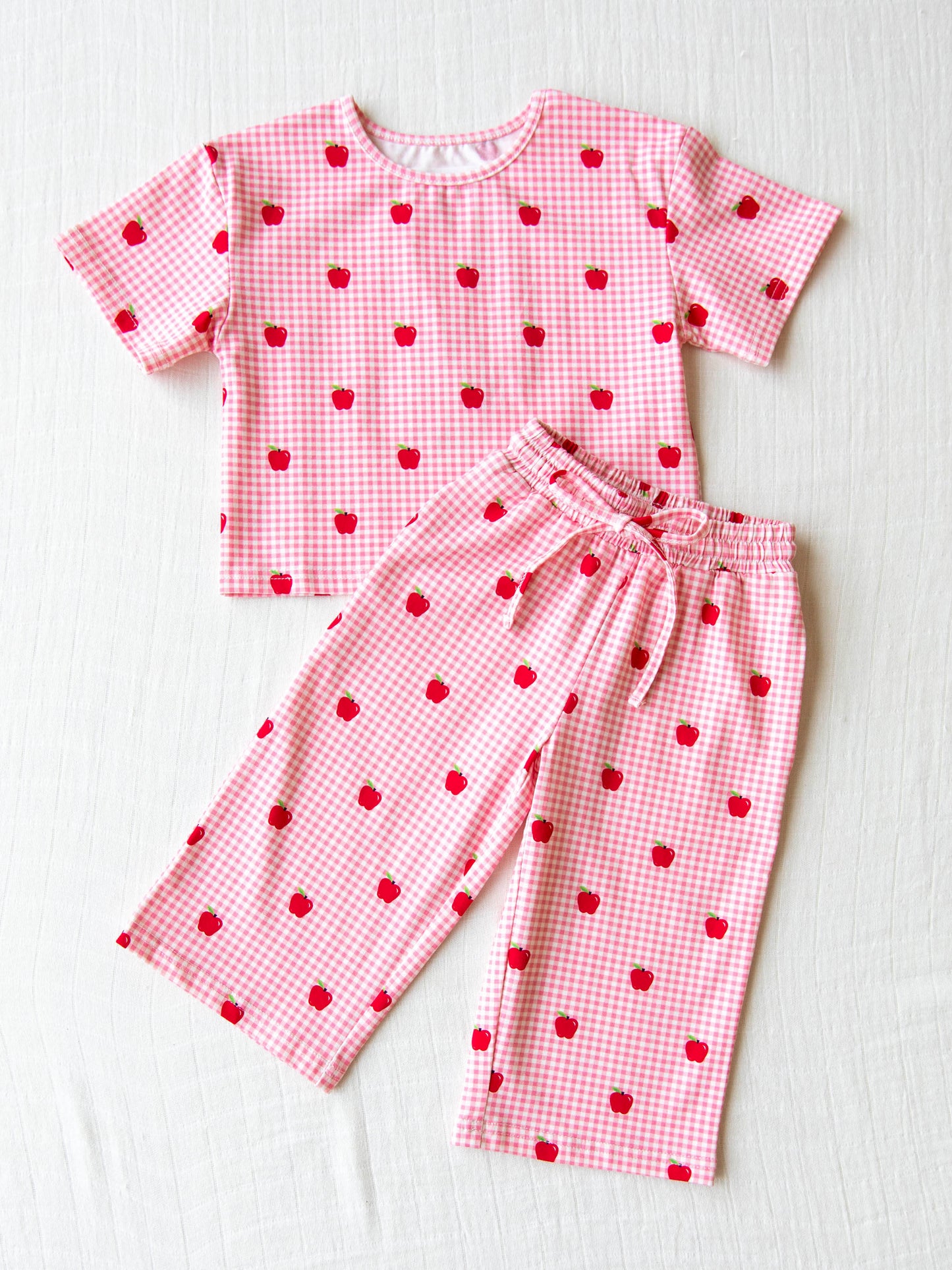 Relaxed Pant Set - Apple Gingham Pink