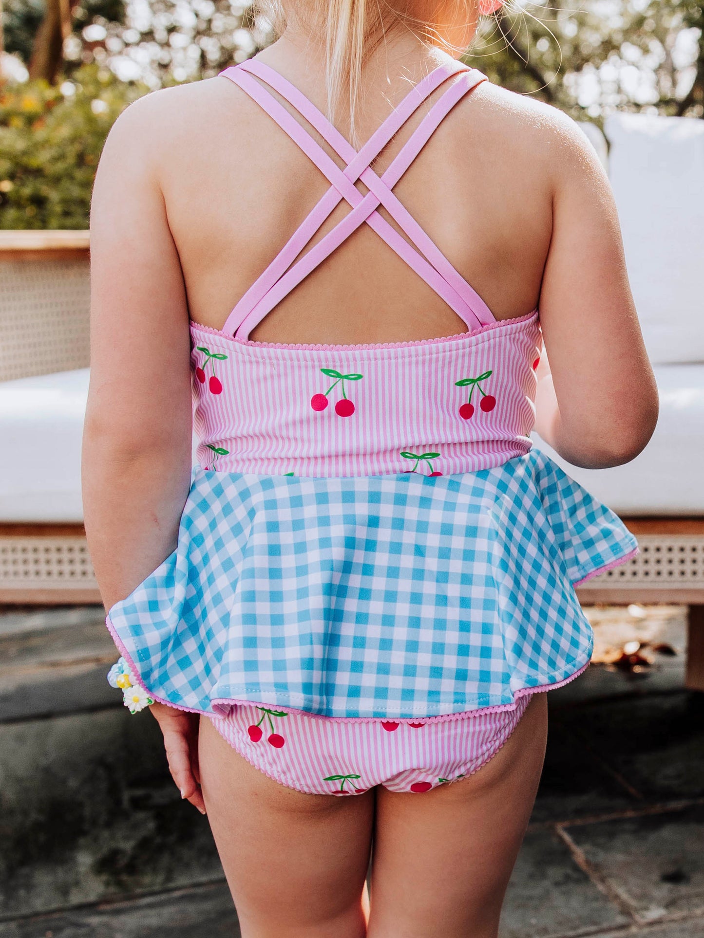 Morgan Skirted One Piece - Cherry Stripe