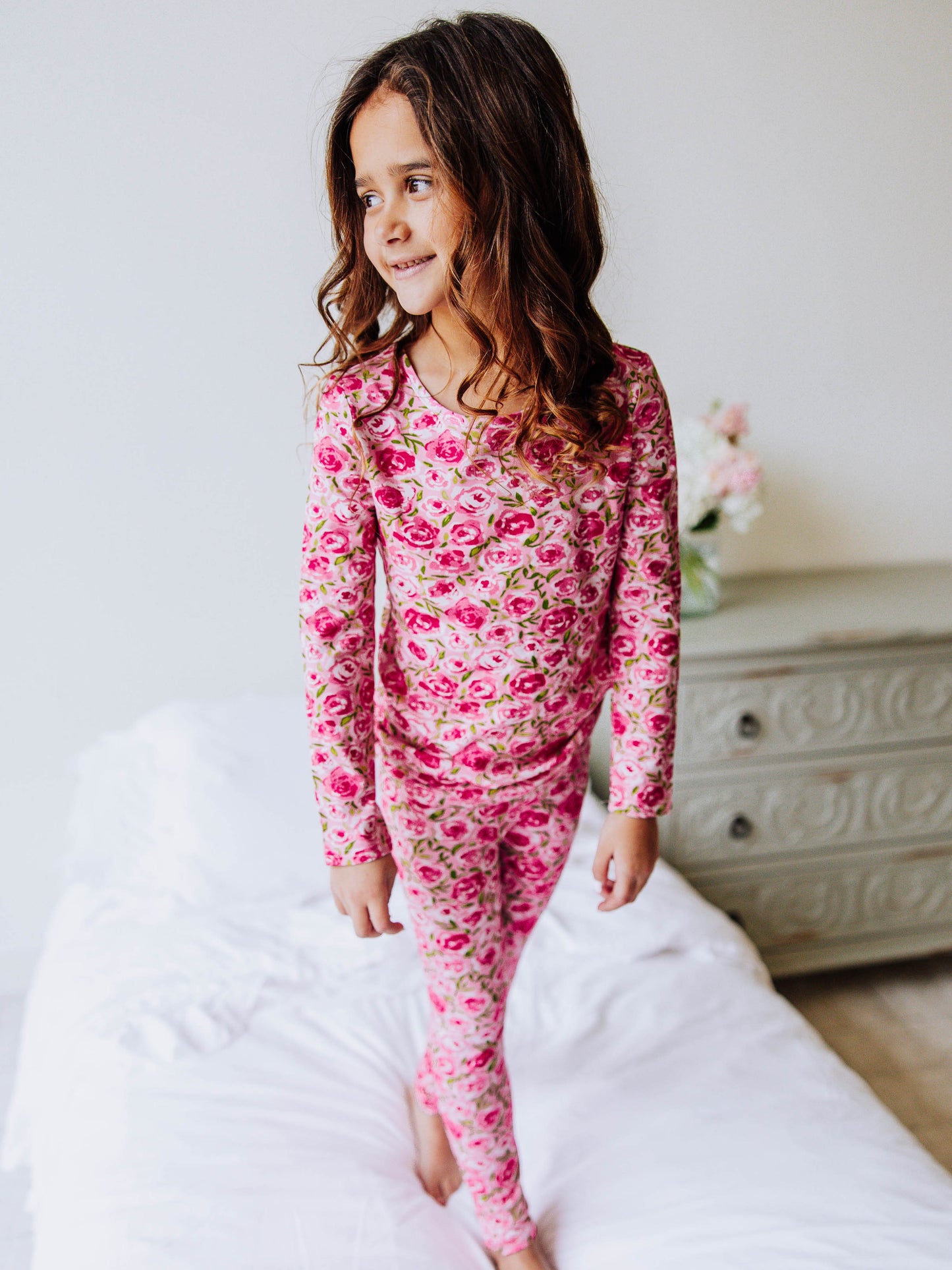 Cloud Fitted Pajamas - Covered in Roses