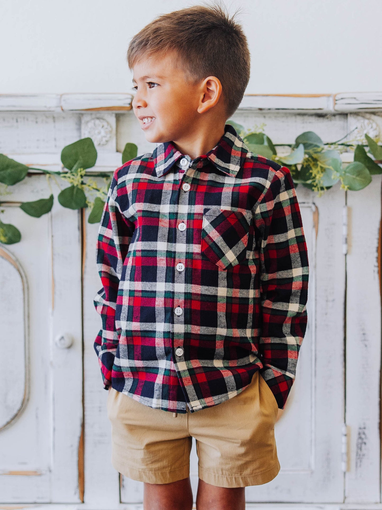 Button Up Shirt - Holiday Cheer Plaid