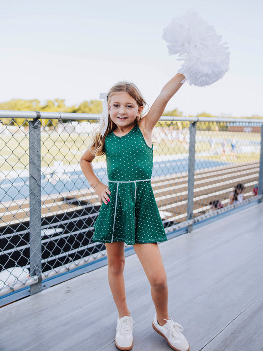 Tennis Dress - Deep Green Dot