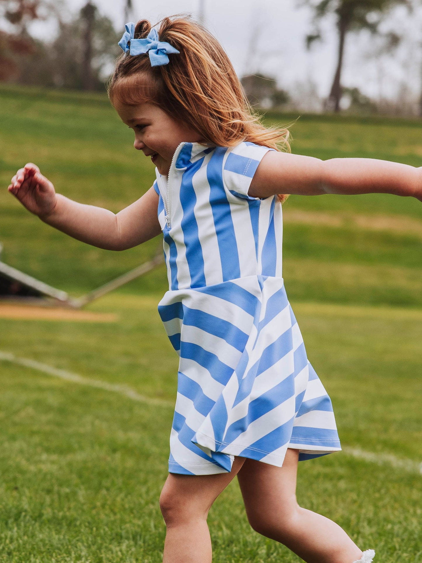 Active Zip Dress - Ballpark Blue Stripes