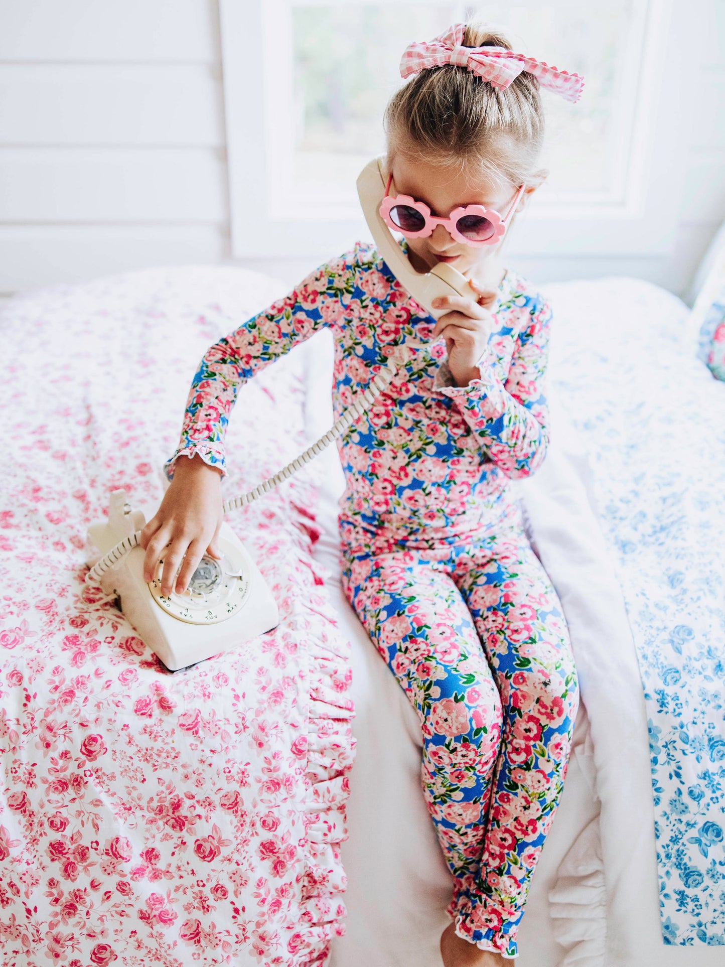 Cloud Fitted Ruffled Pajamas - Joyful Poppies