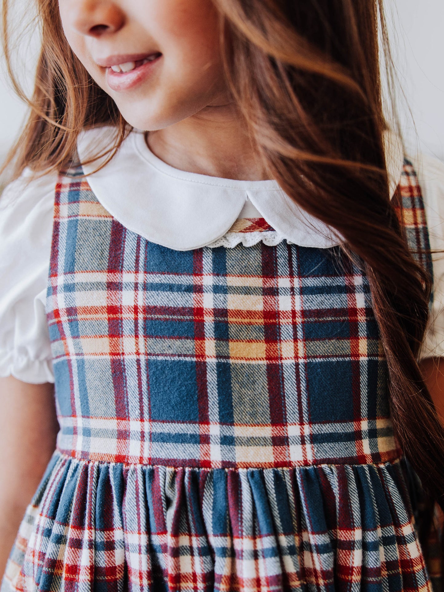 Ruffled Pocket Tunic Set - Navy Golden Plaid