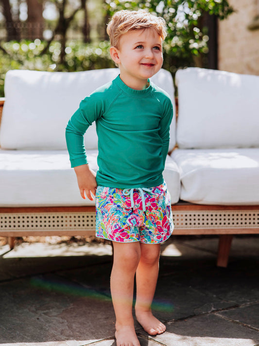 Boy's Swim Trunks - Hawaiian Blooms