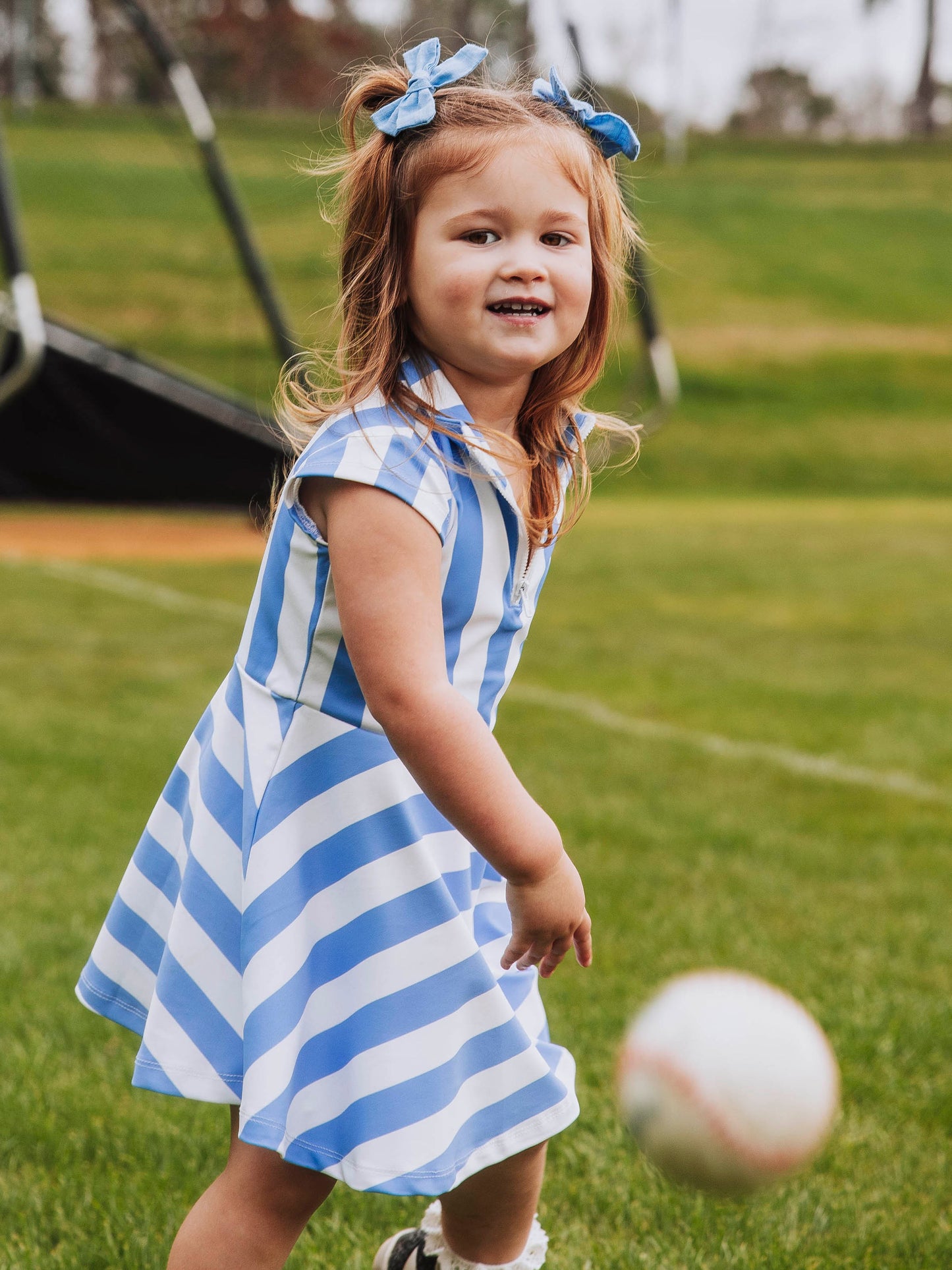 Active Zip Dress - Ballpark Blue Stripes