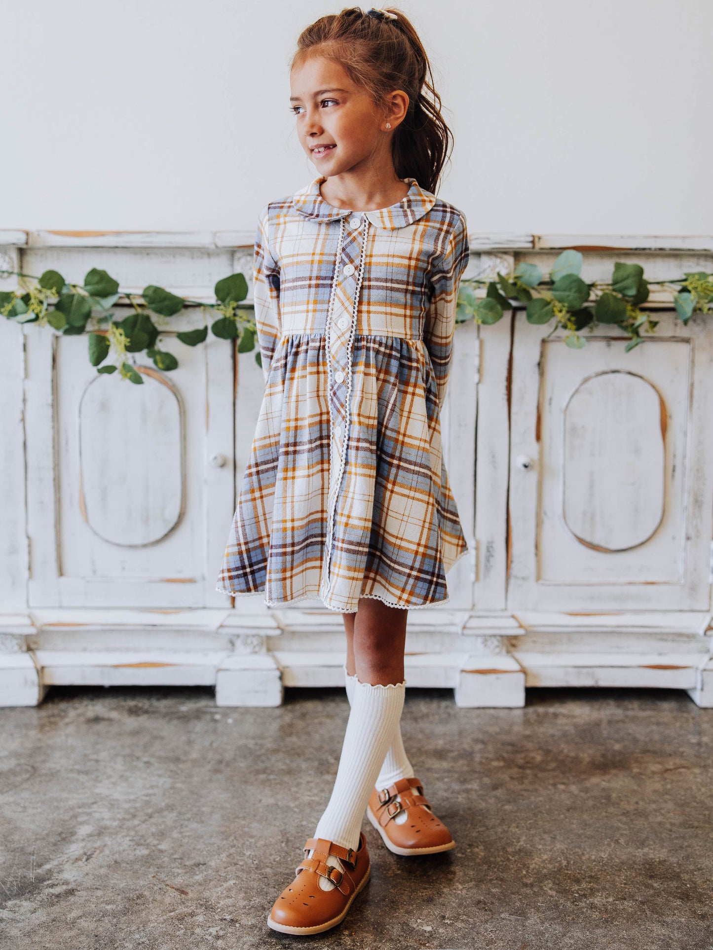 Goldie Dress - Blue Stone Plaid