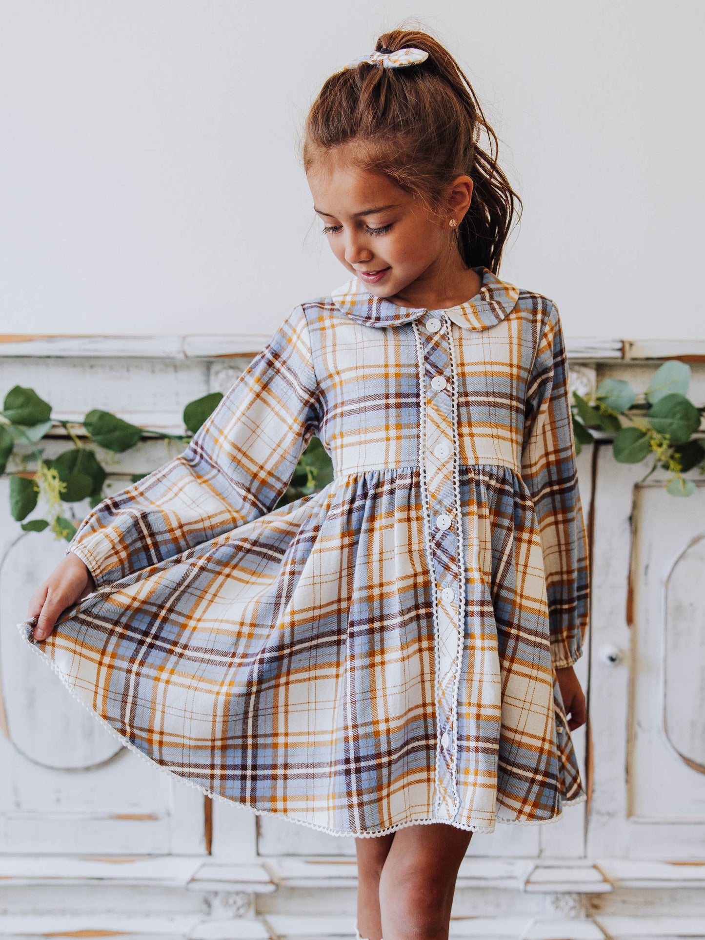 Goldie Dress - Blue Stone Plaid