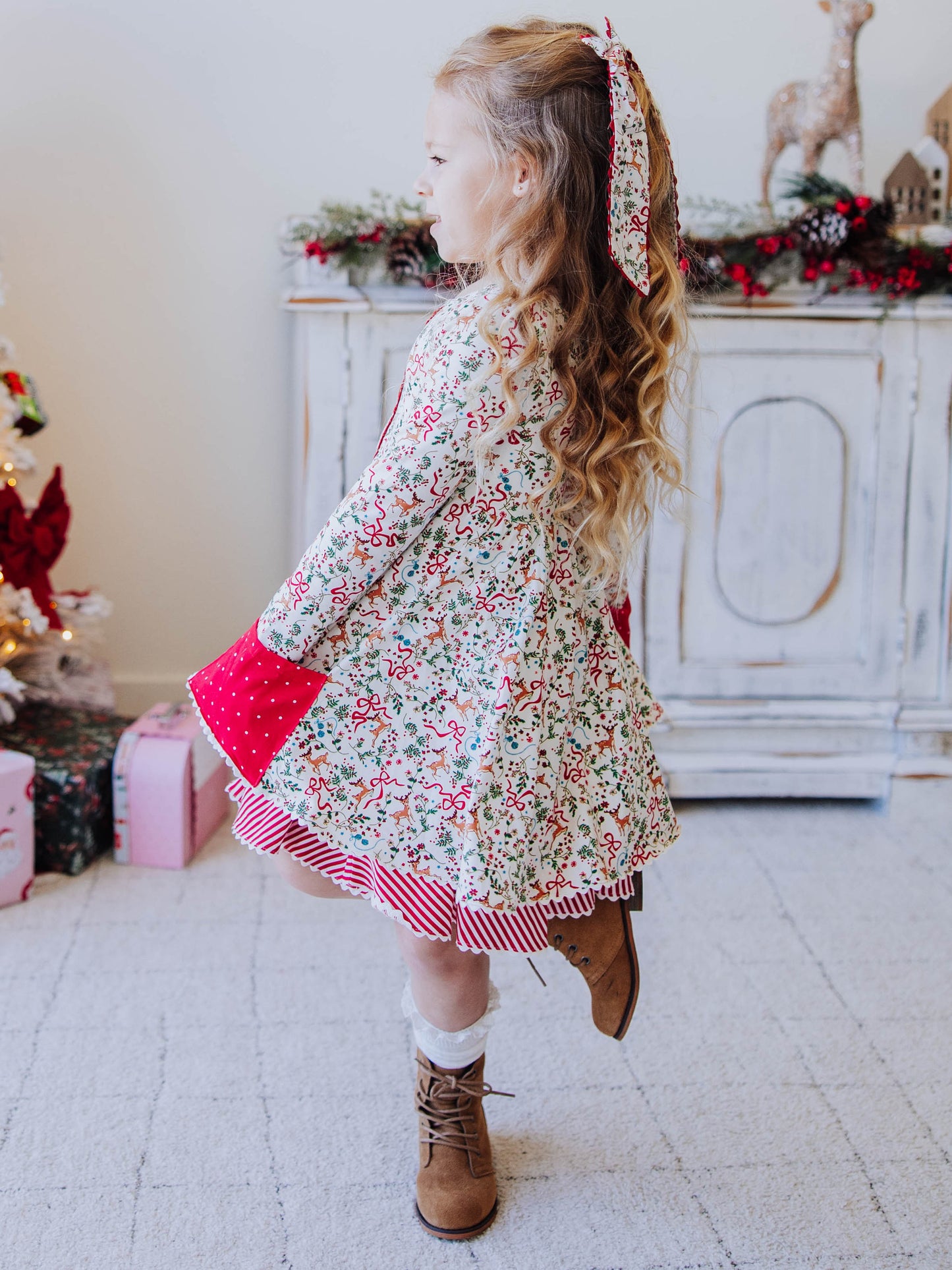 Prim Dress - Holly Jolly Reindeer