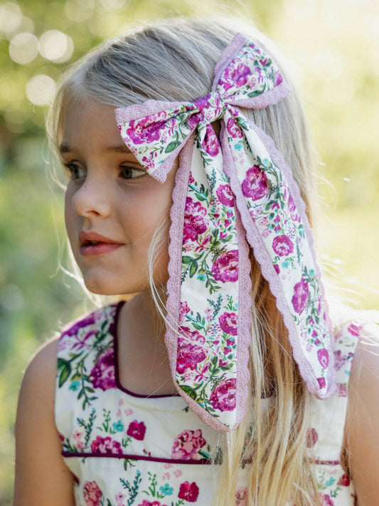 Large Long Tail Bow - Autumn Flowers