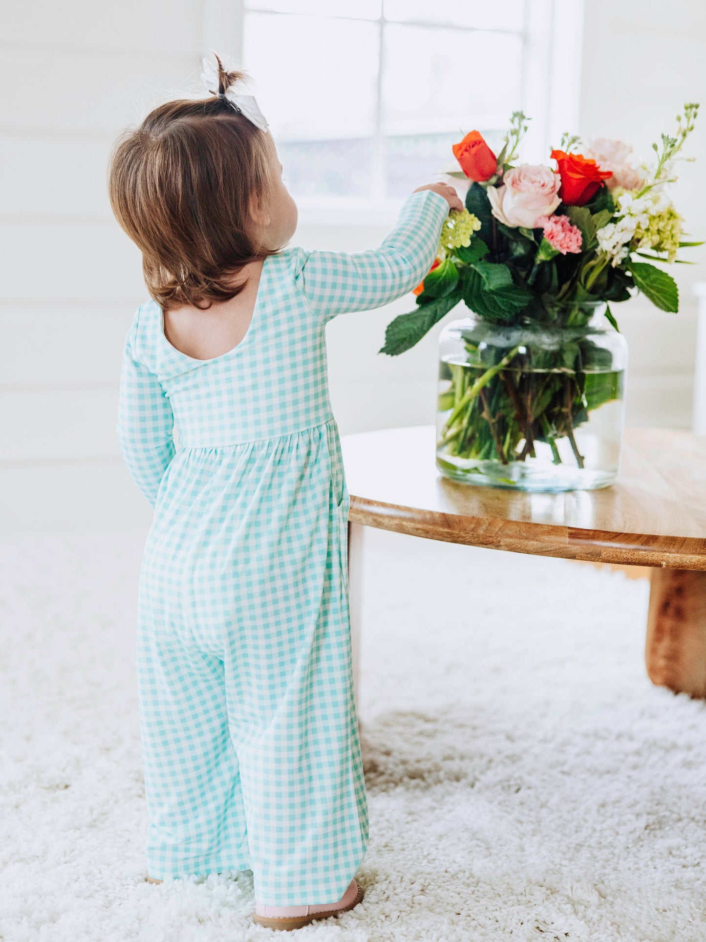 Leggy Romper - Minty Gingham