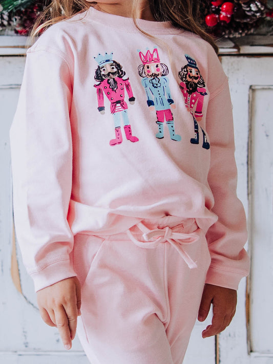 Warm Knit Sweatshirt - Christmases Long Ago Pink