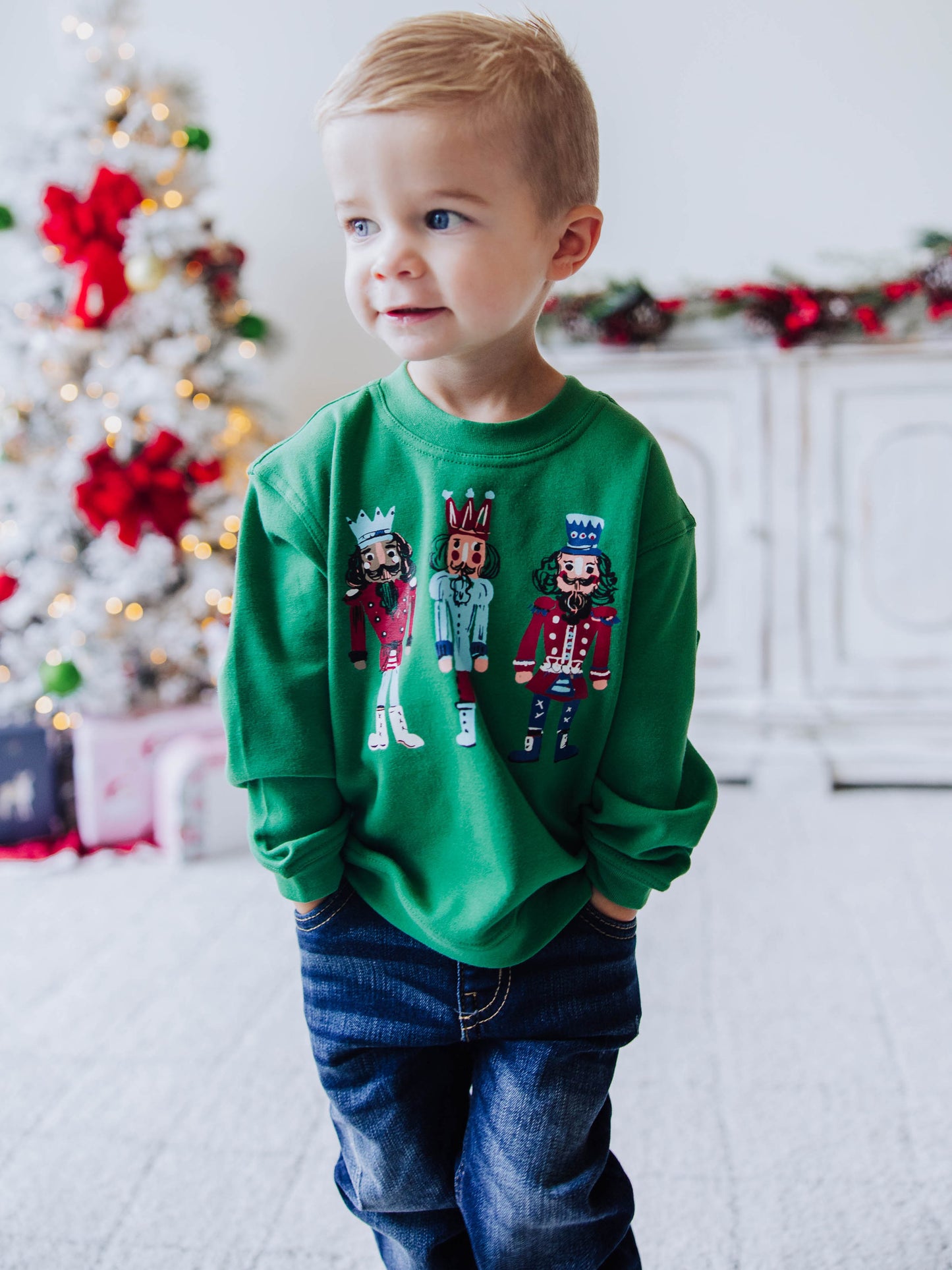 Warm Knit Sweatshirt - Christmases Long Ago Green