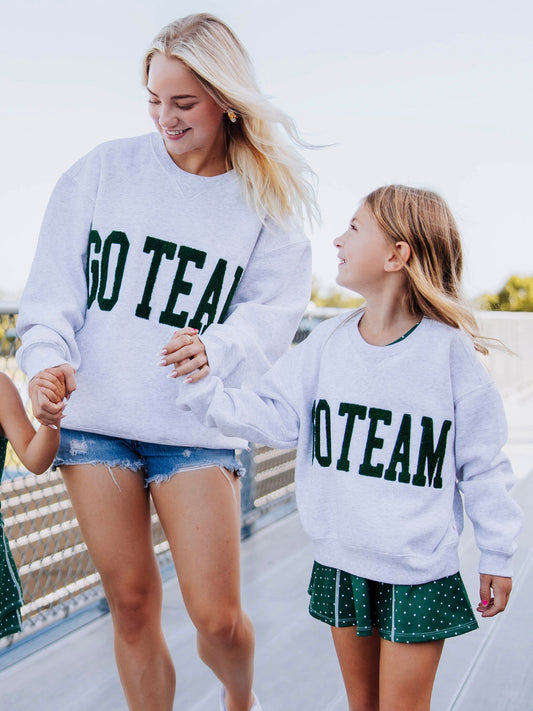 Adult Warm Knit Sweatshirt - Go Team Deep Green