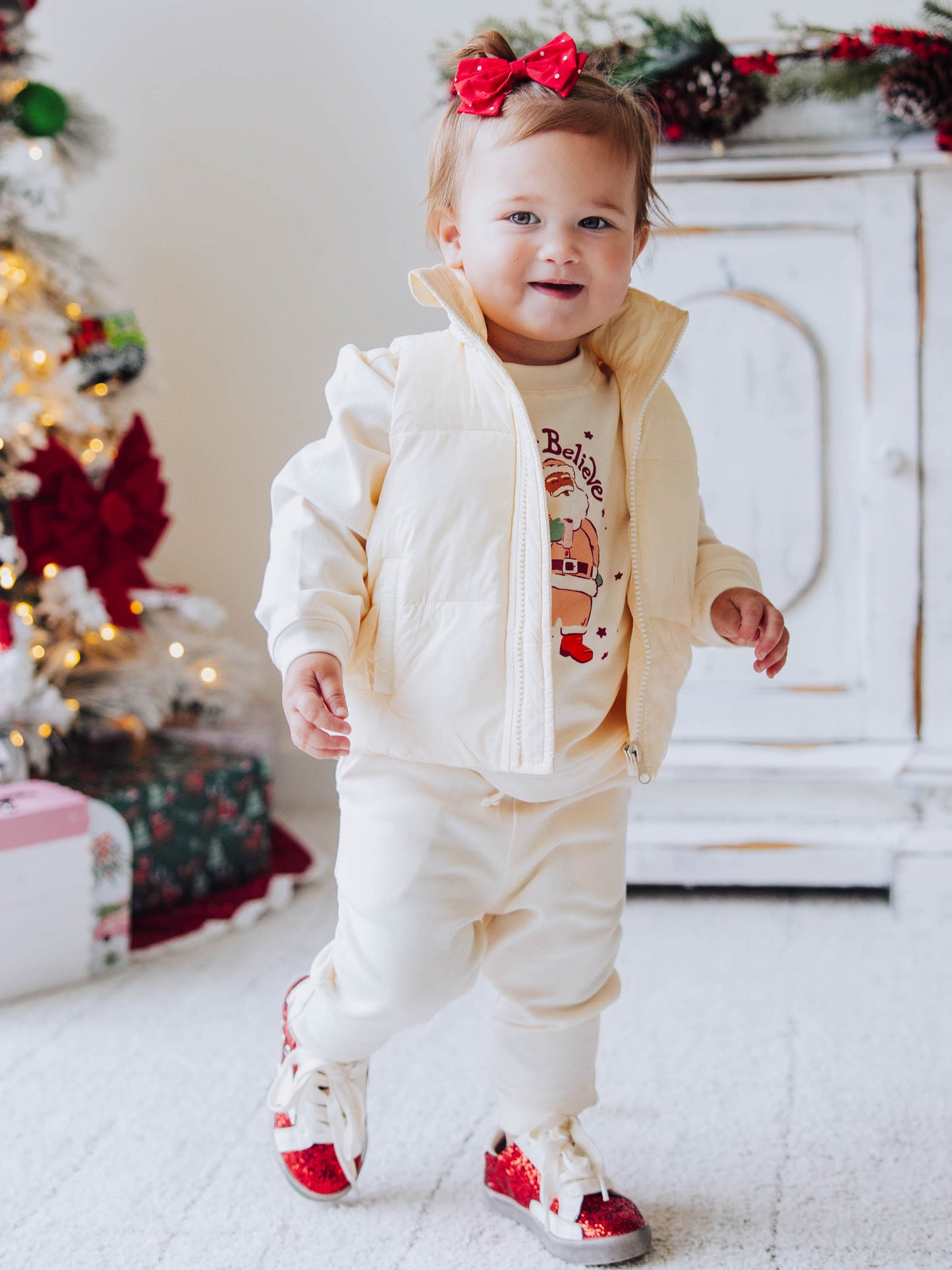 Cropped Puffer Vest - Ivory