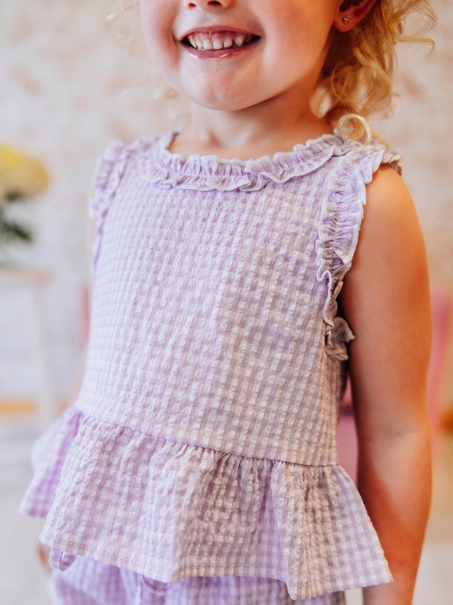 Peplum Seersucker Set - Purple