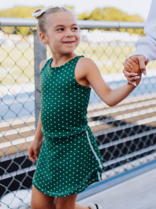 Active Skort Set - Deep Green Dot