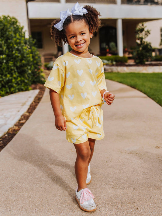 Relaxed Short Set - Butter Cream Hearts