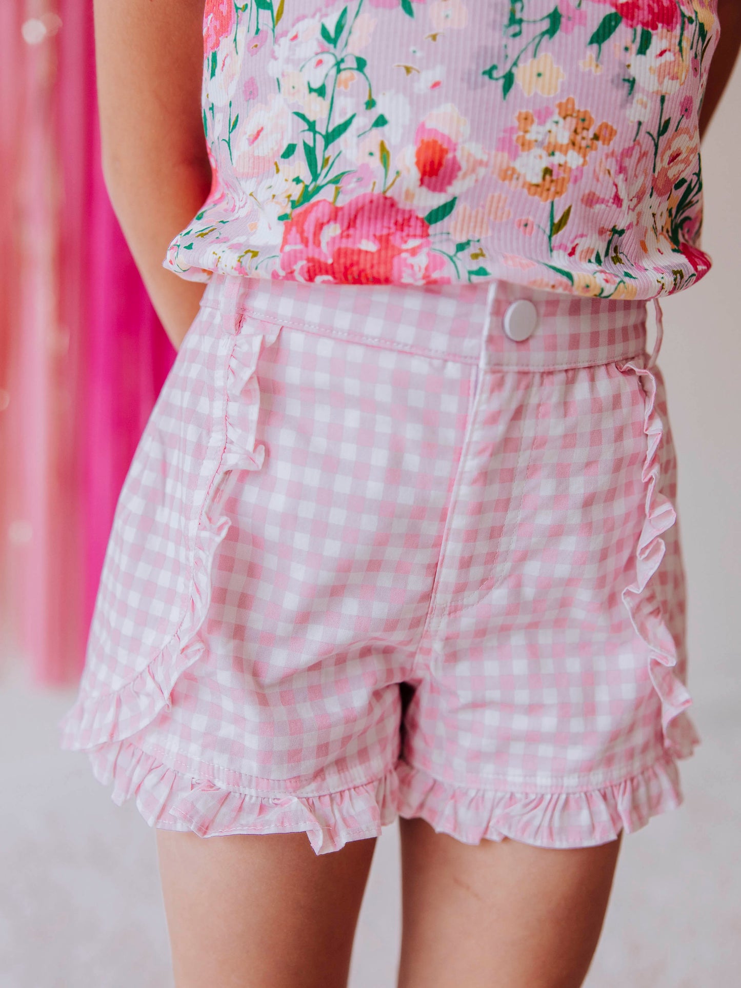 Ruffled Shorts - Pink Gingham