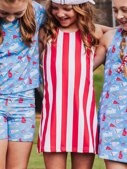 Racerback Tank Dress - Home Run Stripes