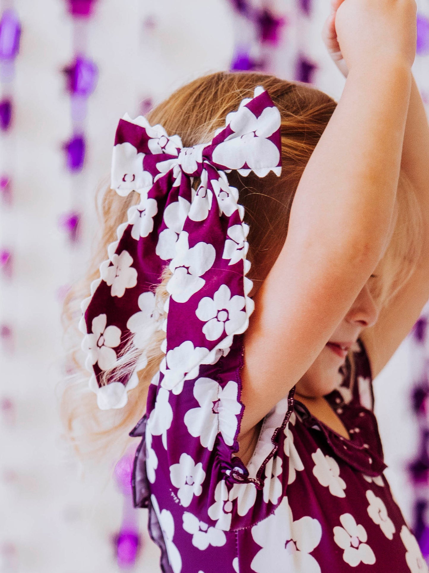 Small Long Tail Bow - Sugar Plum Floral