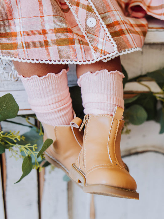 Ruffled Socks - Peach