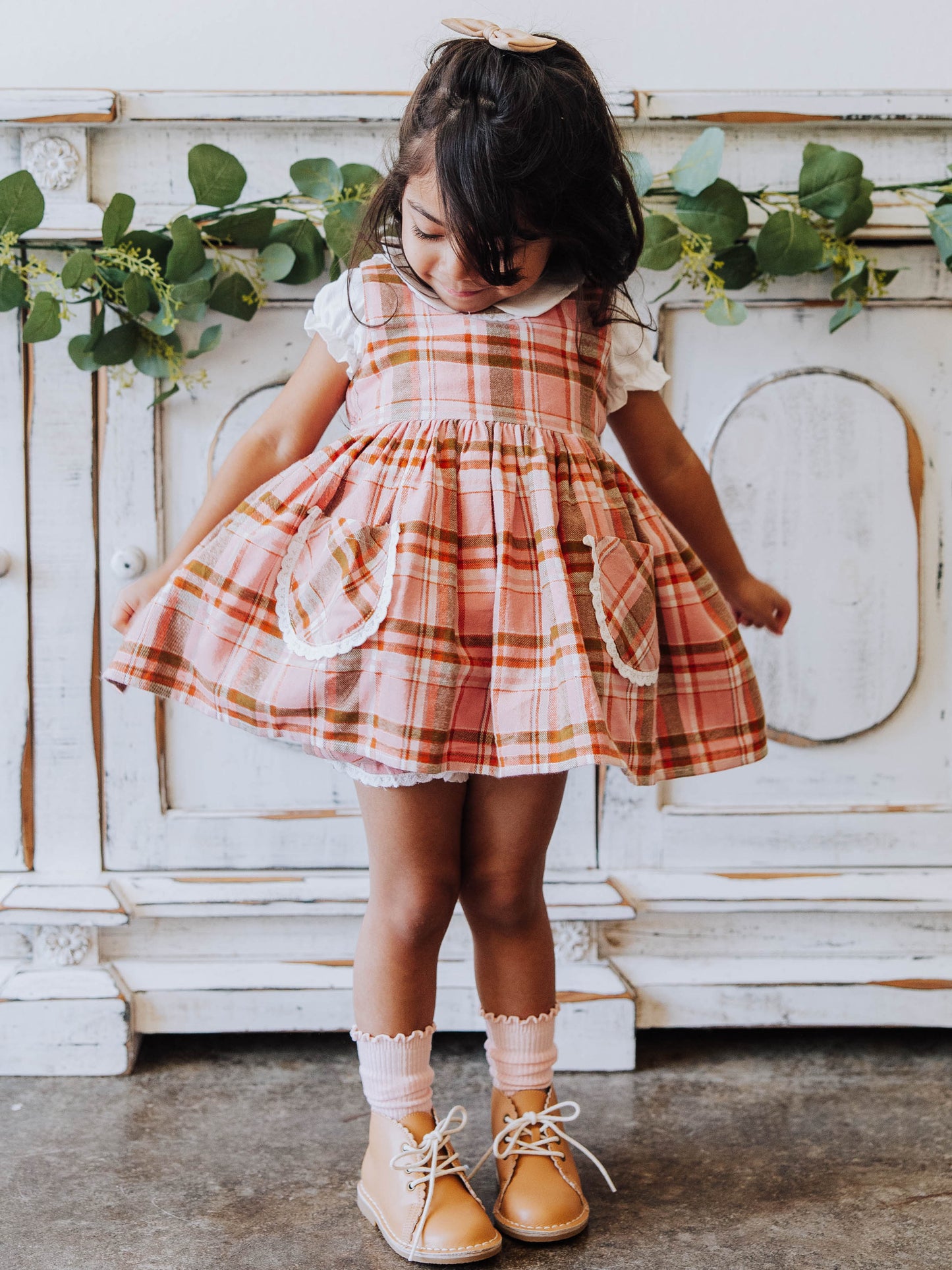 Ruffled Pocket Tunic Set - Mapleberry Plaid