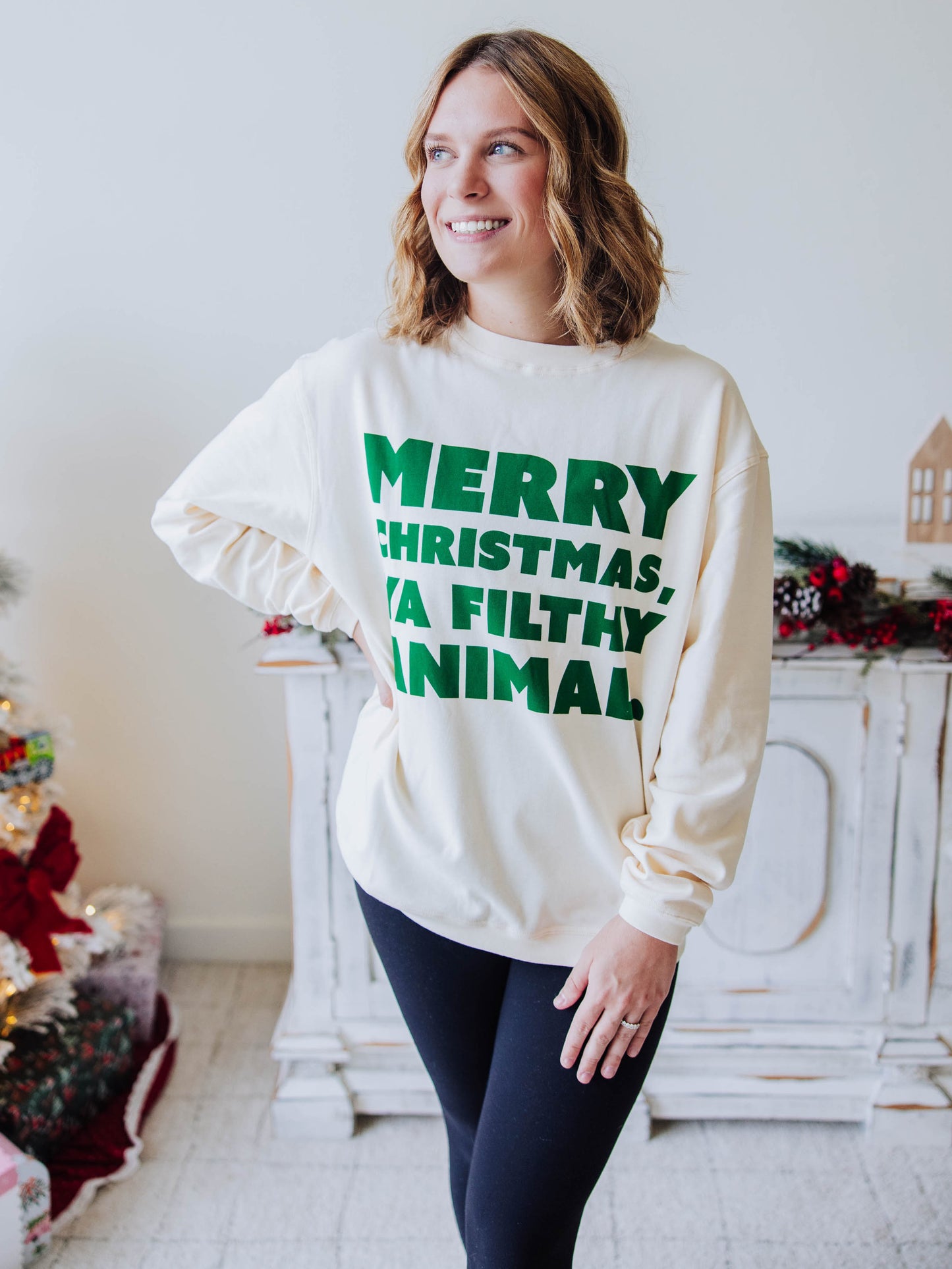 Women's Oversized Warm Knit Sweatshirt - Merry Christmas