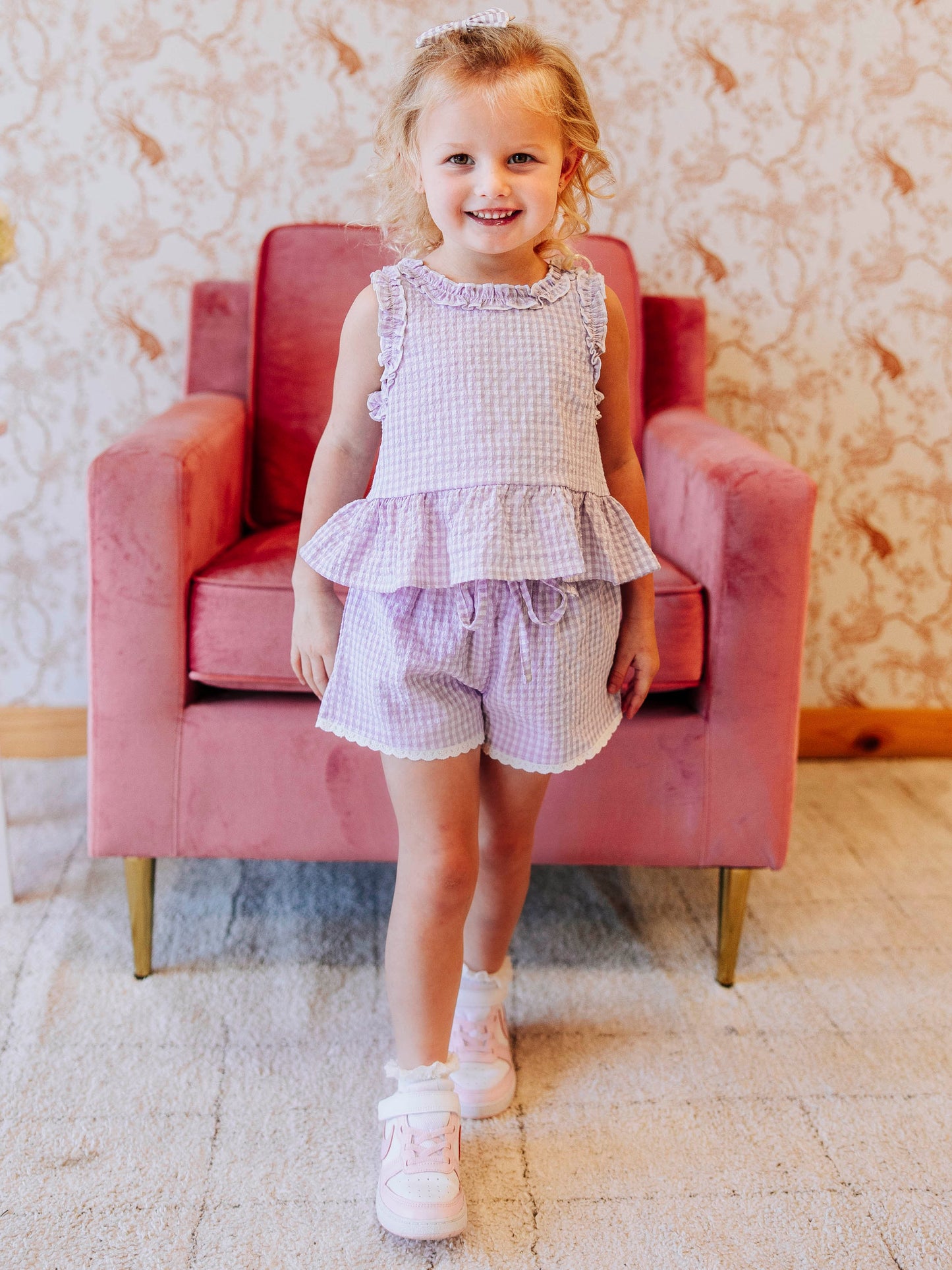 Peplum Seersucker Set - Purple