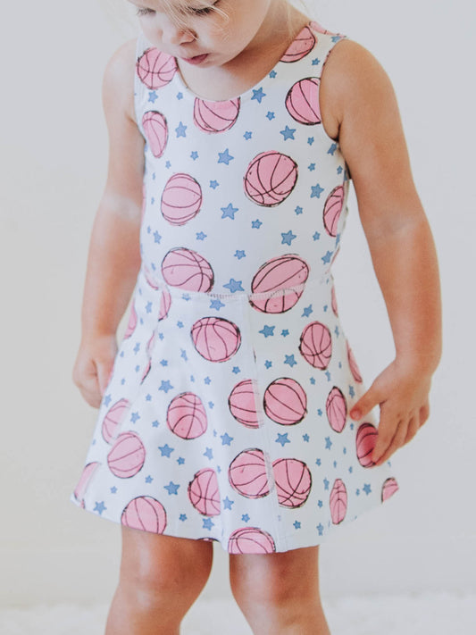 Tennis Dress - Pink Basketballs