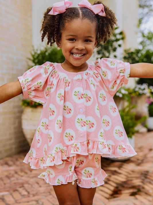 Flowy Ruffled Button Set - Kiwi Roses