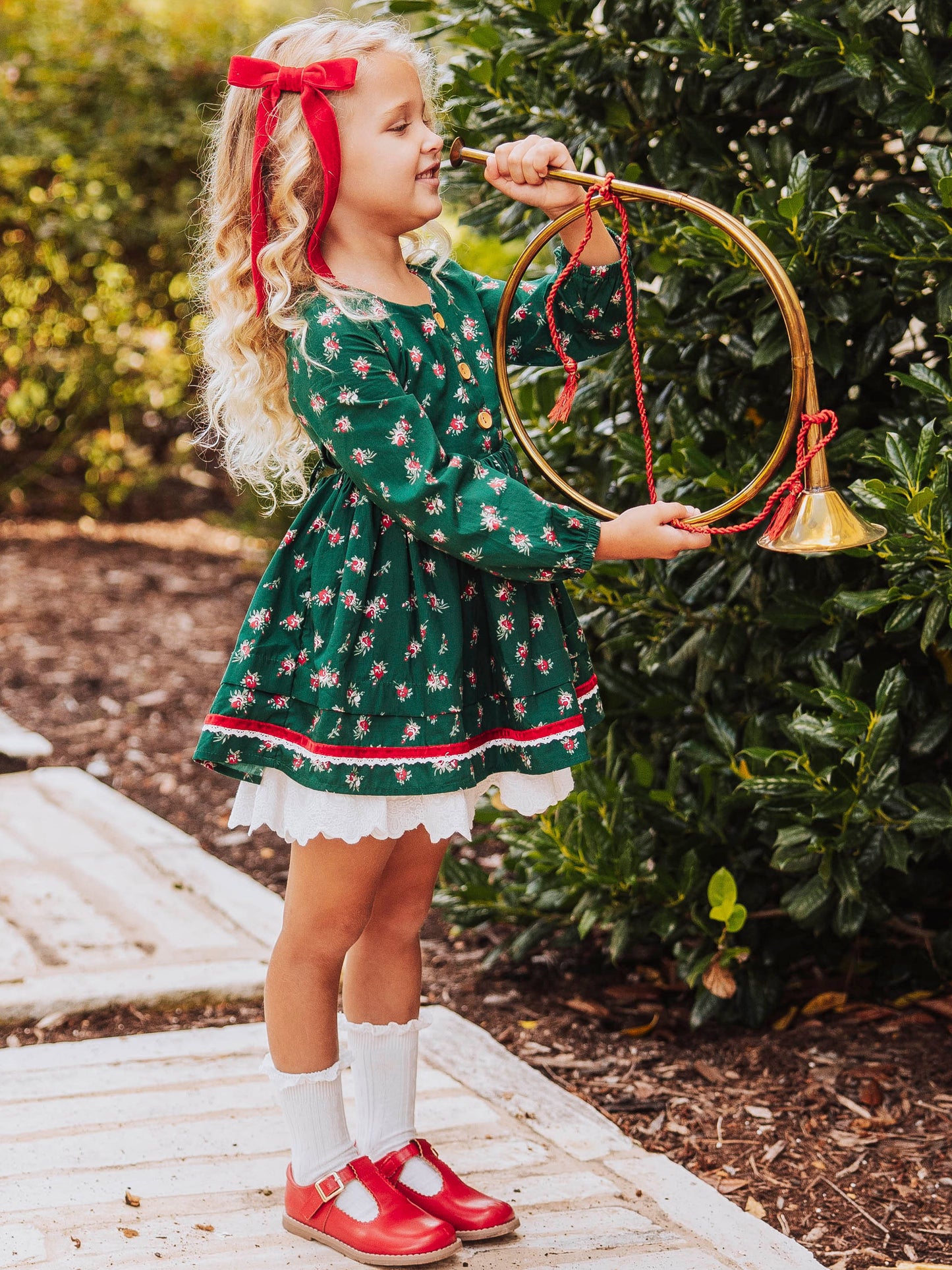 Margo Dress - Green Roses (Size Up)