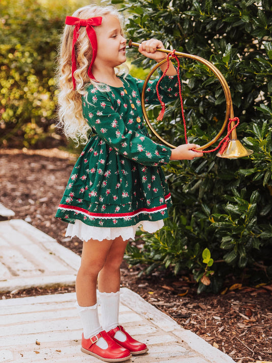 Margo Dress - Green Roses (Size Up)