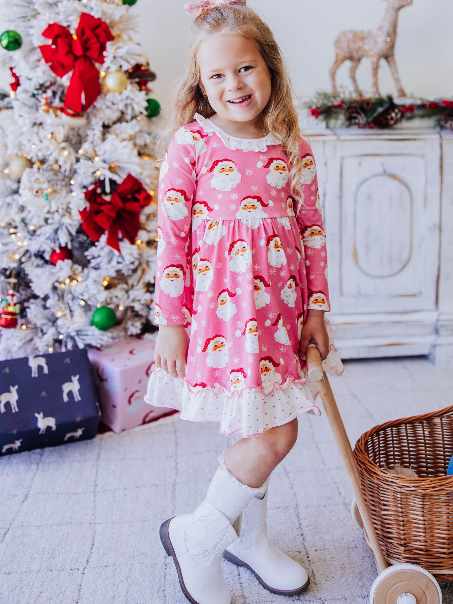 Flair Dress - Jolly St Nick in Pink