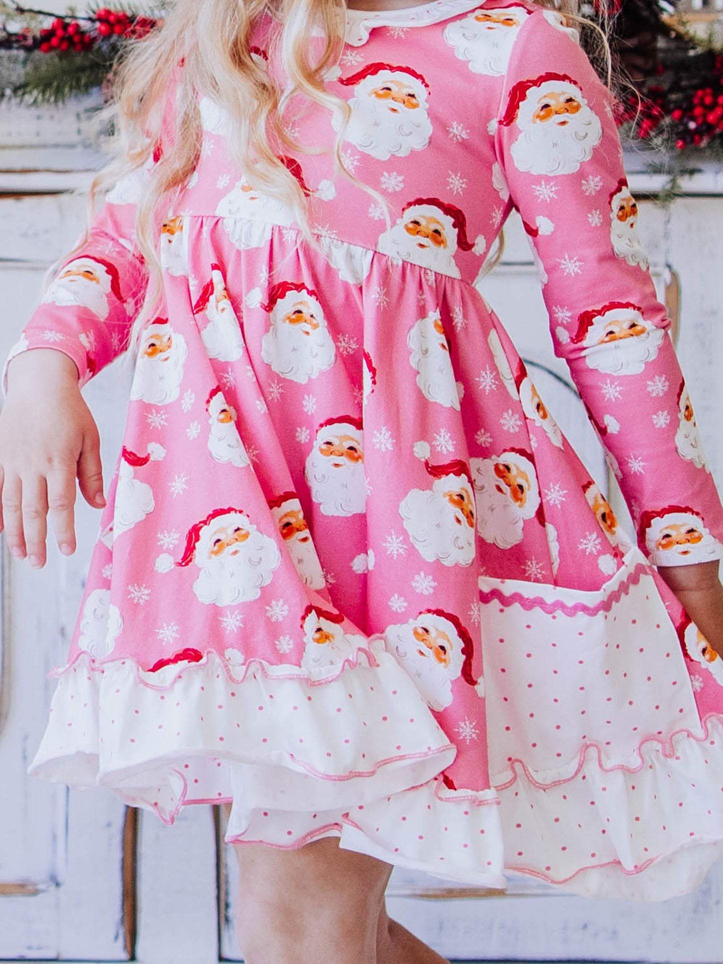 Flair Dress - Jolly St Nick in Pink