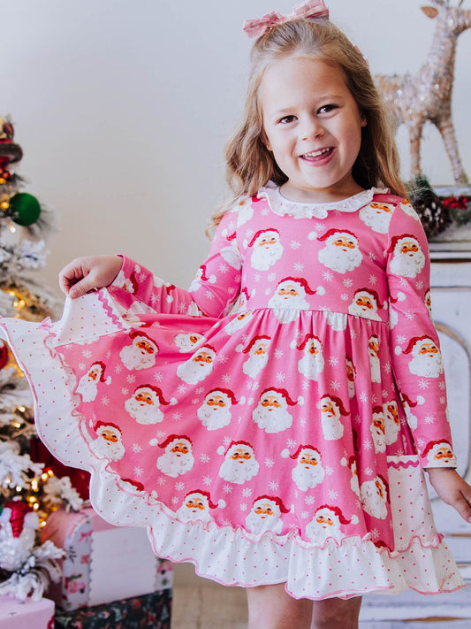 Flair Dress - Jolly St Nick in Pink