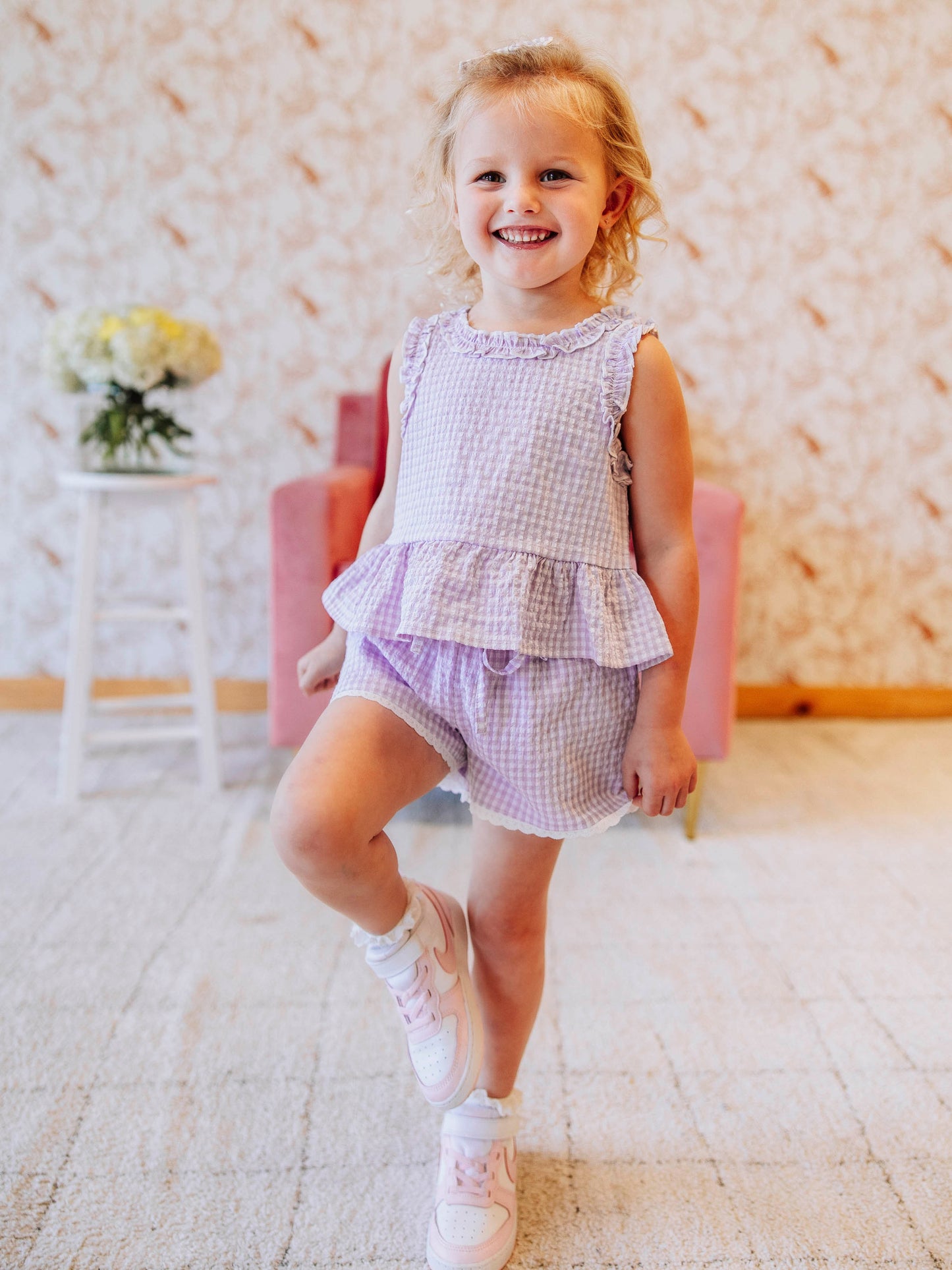 Peplum Seersucker Set - Purple