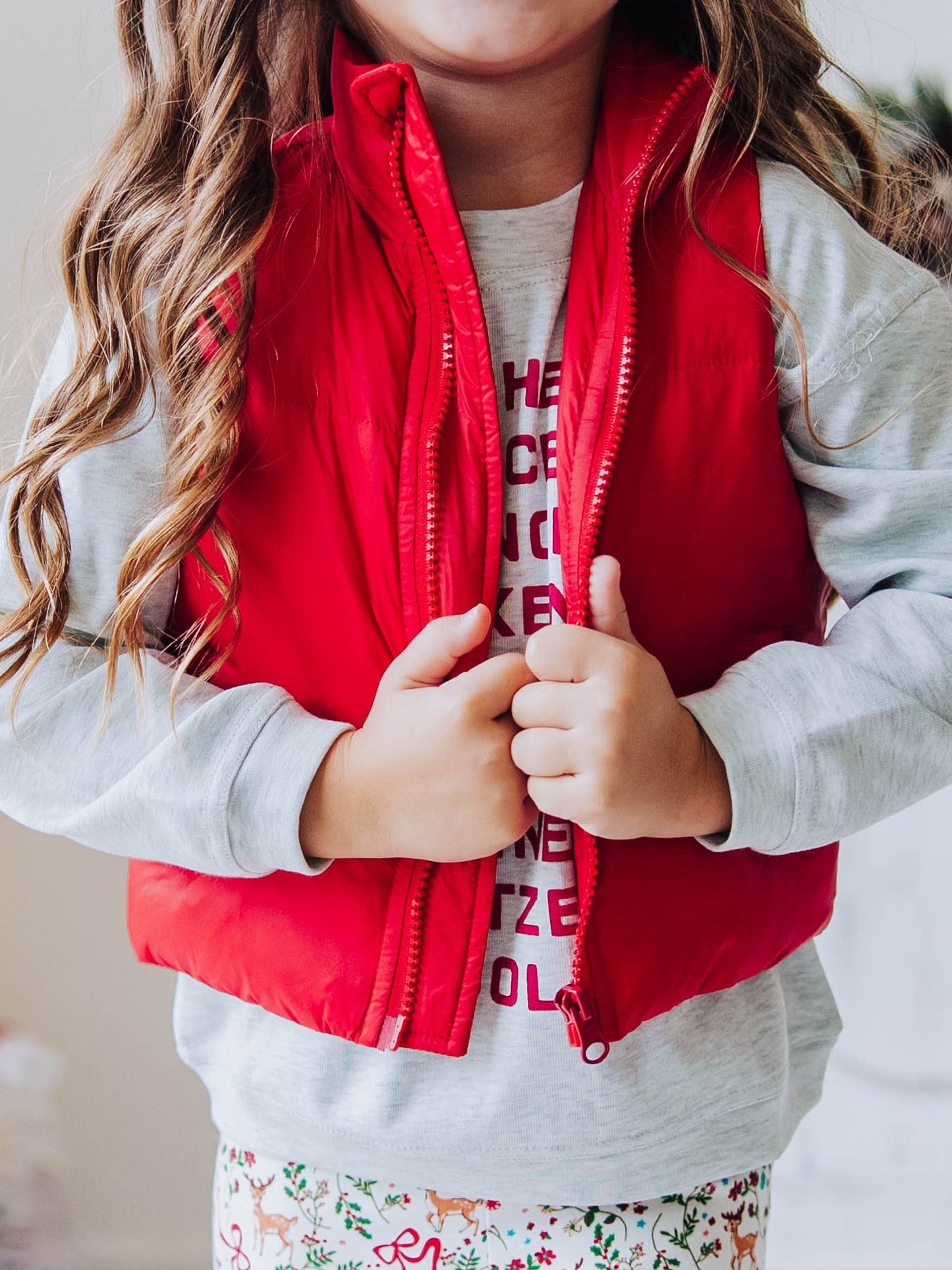 Cropped Puffer Vest - Deep Red